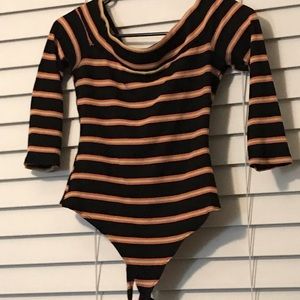 💜TRADED💜 Striped Off the Shoulder Bodysuit